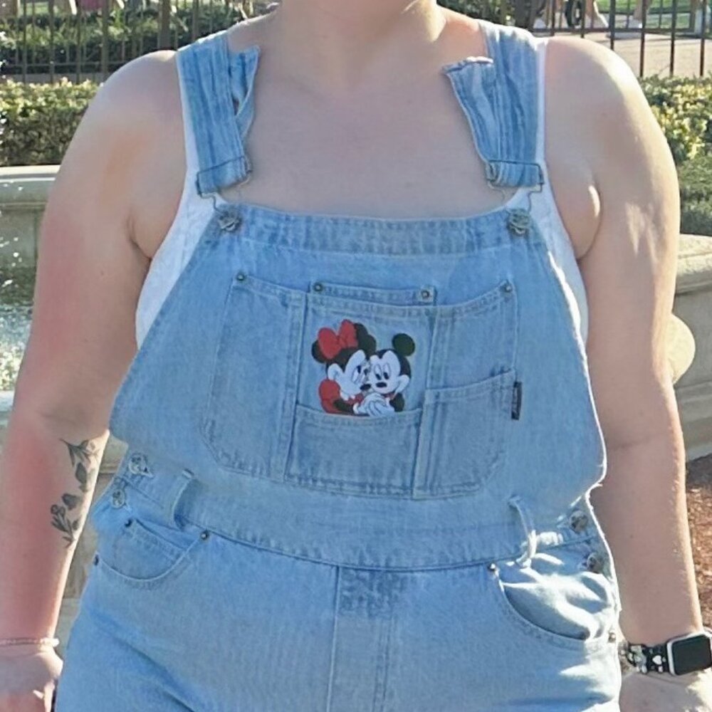 Vintage Mickey and Minnie Light Wash Shortalls
